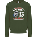 13 Year Wedding Anniversary 13th Rugby Mens Sweatshirt Jumper Forest Green