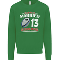 13 Year Wedding Anniversary 13th Rugby Mens Sweatshirt Jumper Irish Green