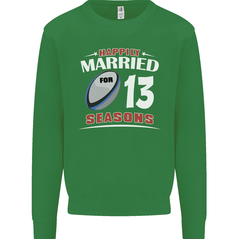 13 Year Wedding Anniversary 13th Rugby Mens Sweatshirt Jumper Irish Green