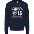 13 Year Wedding Anniversary 13th Rugby Mens Sweatshirt Jumper Navy Blue