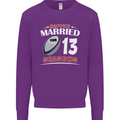 13 Year Wedding Anniversary 13th Rugby Mens Sweatshirt Jumper Purple