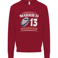 13 Year Wedding Anniversary 13th Rugby Mens Sweatshirt Jumper Red
