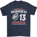 13 Year Wedding Anniversary 13th Rugby Mens T-Shirt 100% Cotton Navy Blue