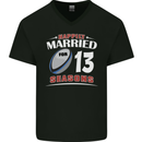 13 Year Wedding Anniversary 13th Rugby Mens V-Neck Cotton T-Shirt Black