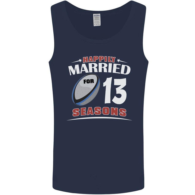 13 Year Wedding Anniversary 13th Rugby Mens Vest Tank Top Navy Blue