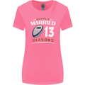 13 Year Wedding Anniversary 13th Rugby Womens Wider Cut T-Shirt Azalea