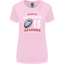 13 Year Wedding Anniversary 13th Rugby Womens Wider Cut T-Shirt Light Pink