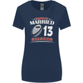 13 Year Wedding Anniversary 13th Rugby Womens Wider Cut T-Shirt Navy Blue