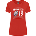 13 Year Wedding Anniversary 13th Rugby Womens Wider Cut T-Shirt Red