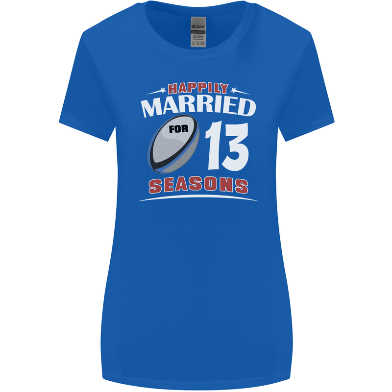 13 Year Wedding Anniversary 13th Rugby Womens Wider Cut T-Shirt Royal Blue