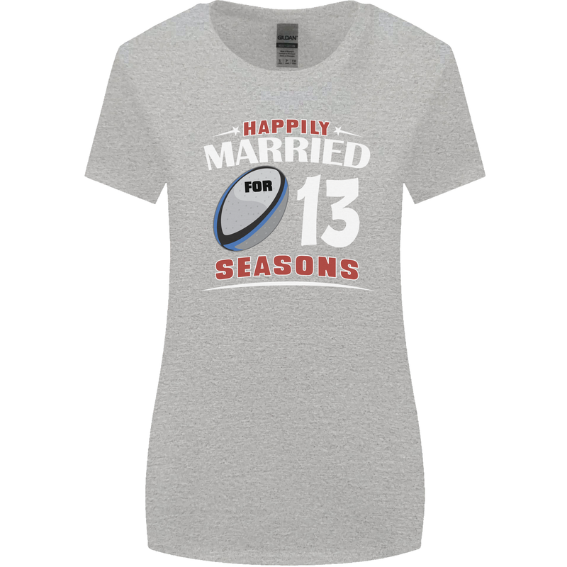 13 Year Wedding Anniversary 13th Rugby Womens Wider Cut T-Shirt Sports Grey