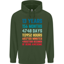 13th Birthday 13 Year Old Childrens Kids Hoodie Forest Green