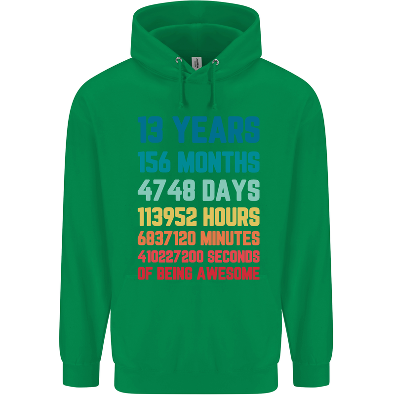 13th Birthday 13 Year Old Childrens Kids Hoodie Irish Green