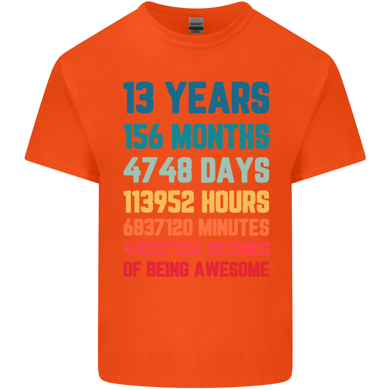 13th Birthday 13 Year Old Kids T-Shirt Childrens Orange