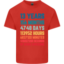 13th Birthday 13 Year Old Kids T-Shirt Childrens Red