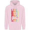 13th Birthday 13 Year Old Level Up Gamming Childrens Kids Hoodie Light Pink