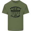 13th Wedding Anniversary 13 Year Funny Wife Mens Cotton T-Shirt Tee Top Military Green