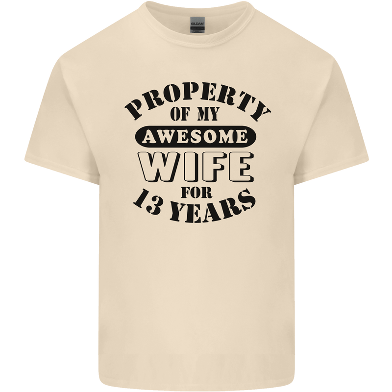 13th Wedding Anniversary 13 Year Funny Wife Mens Cotton T-Shirt Tee Top Natural