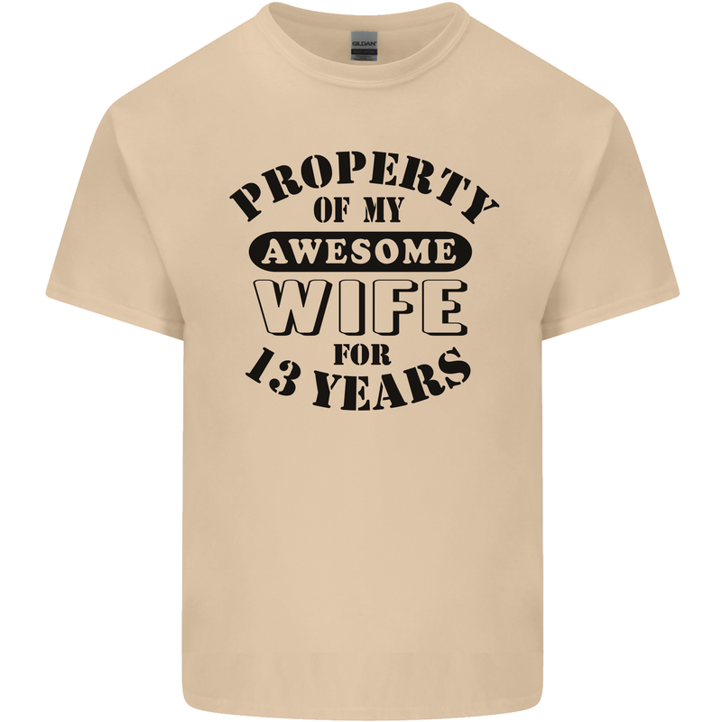 13th Wedding Anniversary 13 Year Funny Wife Mens Cotton T-Shirt Tee Top Sand