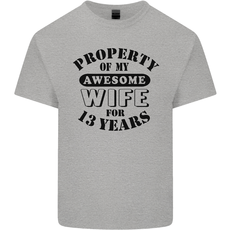 13th Wedding Anniversary 13 Year Funny Wife Mens Cotton T-Shirt Tee Top Sports Grey