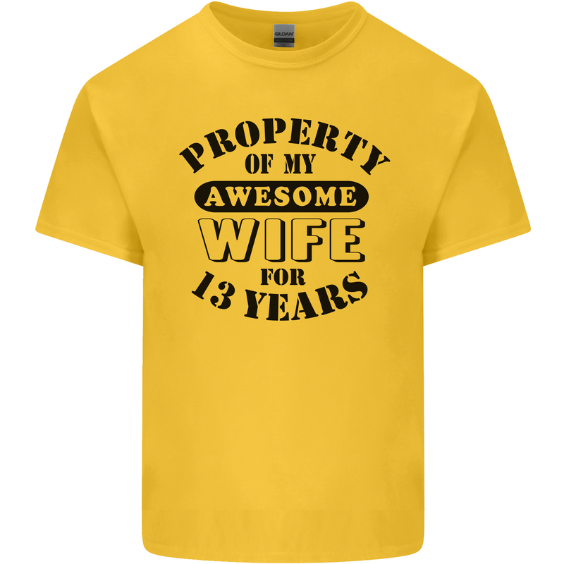 13th Wedding Anniversary 13 Year Funny Wife Mens Cotton T-Shirt Tee Top Yellow