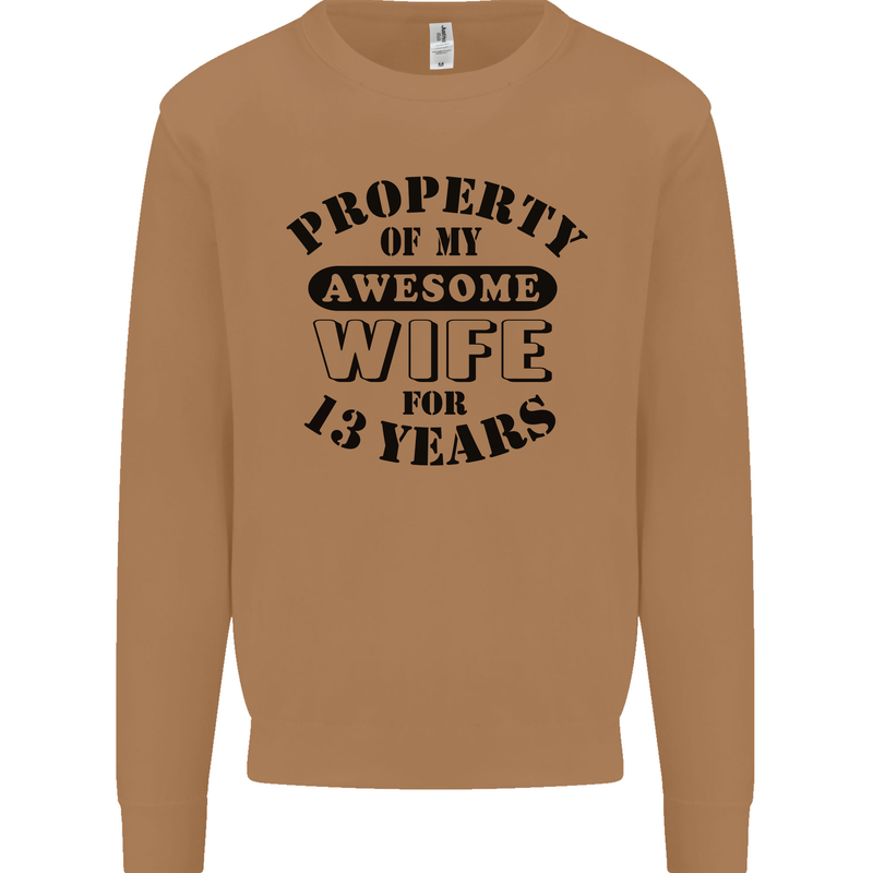 13th Wedding Anniversary 13 Year Funny Wife Mens Sweatshirt Jumper Caramel Latte