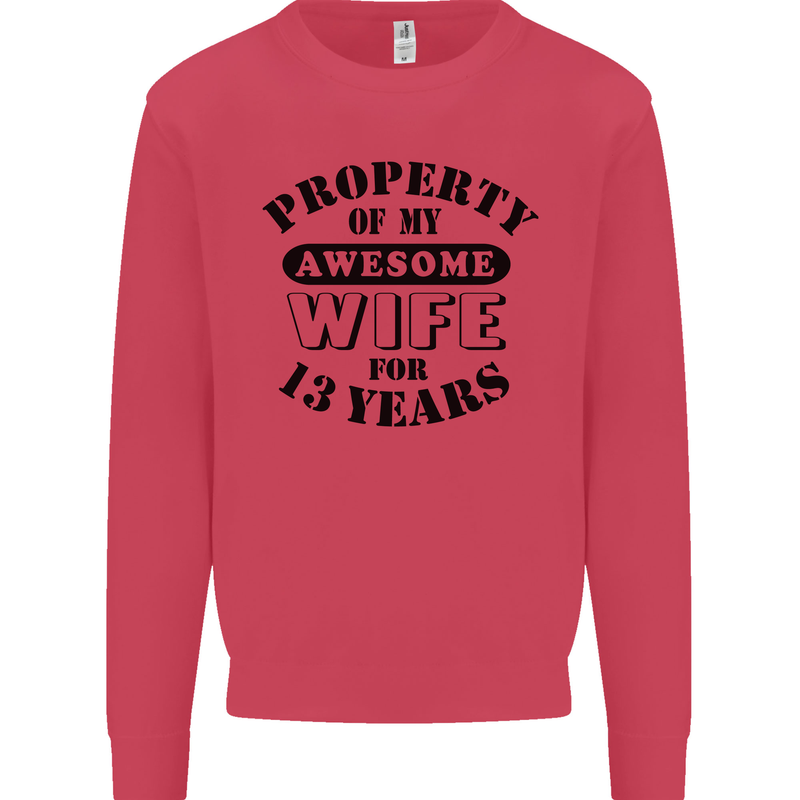 13th Wedding Anniversary 13 Year Funny Wife Mens Sweatshirt Jumper Heliconia