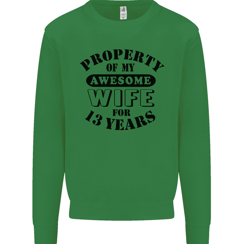 13th Wedding Anniversary 13 Year Funny Wife Mens Sweatshirt Jumper Irish Green