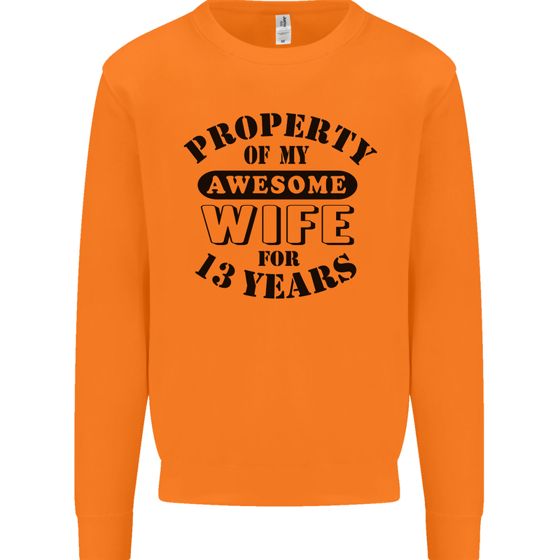 13th Wedding Anniversary 13 Year Funny Wife Mens Sweatshirt Jumper Orange