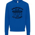 13th Wedding Anniversary 13 Year Funny Wife Mens Sweatshirt Jumper Royal Blue