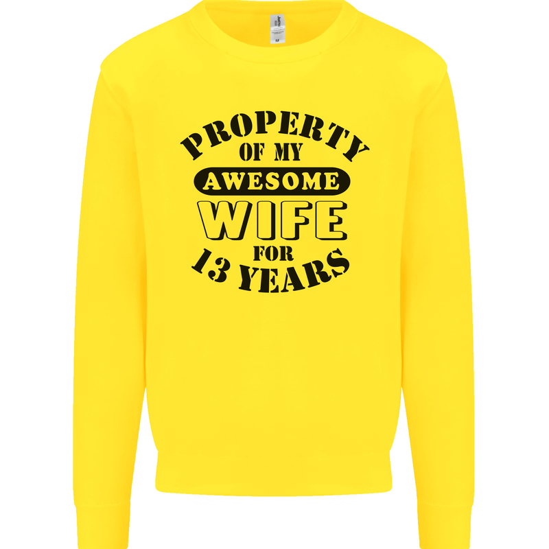13th Wedding Anniversary 13 Year Funny Wife Mens Sweatshirt Jumper Yellow