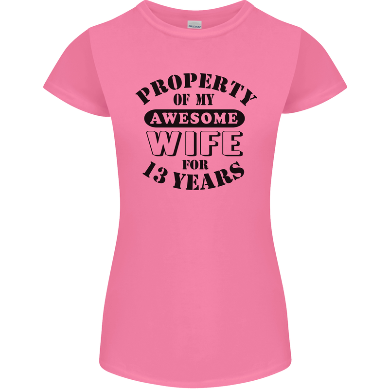 13th Wedding Anniversary 13 Year Funny Wife Womens Petite Cut T-Shirt Azalea