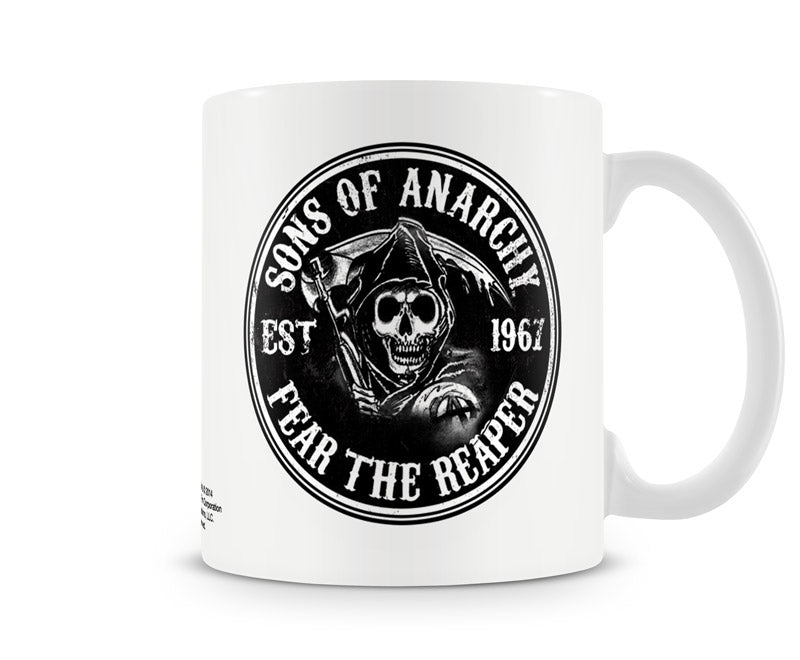 Sons of anarchy fear of the reaper tv series biker gang white coffee mug cup