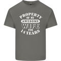 14 Year Wedding Anniversary 14th Funny Wife Mens Cotton T-Shirt Tee Top Charcoal