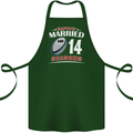 14 Year Wedding Anniversary 14th Rugby Cotton Apron 100% Organic Forest Green