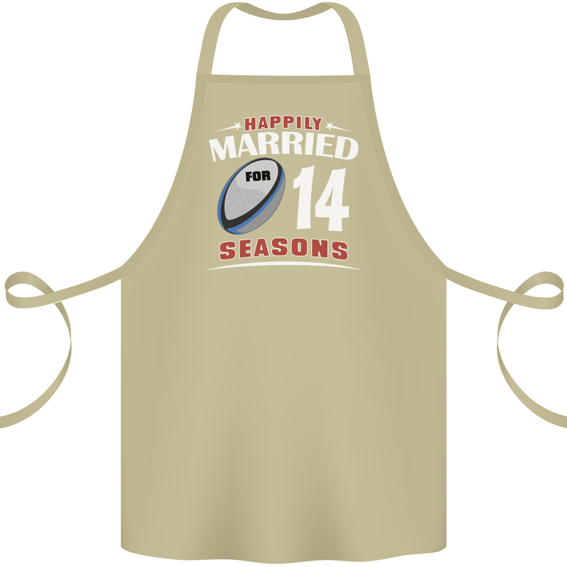 14 Year Wedding Anniversary 14th Rugby Cotton Apron 100% Organic Khaki