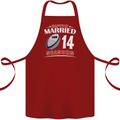 14 Year Wedding Anniversary 14th Rugby Cotton Apron 100% Organic Maroon