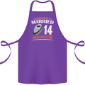 14 Year Wedding Anniversary 14th Rugby Cotton Apron 100% Organic Purple