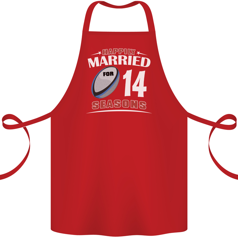 14 Year Wedding Anniversary 14th Rugby Cotton Apron 100% Organic Red