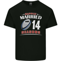 14 Year Wedding Anniversary 14th Rugby Mens Cotton T-Shirt Tee Top Black