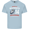 14 Year Wedding Anniversary 14th Rugby Mens Cotton T-Shirt Tee Top Light Blue