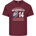 14 Year Wedding Anniversary 14th Rugby Mens Cotton T-Shirt Tee Top Maroon