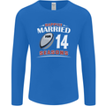 14 Year Wedding Anniversary 14th Rugby Mens Long Sleeve T-Shirt Royal Blue