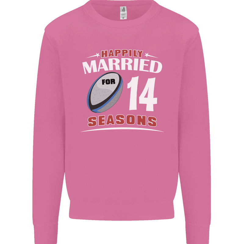 14 Year Wedding Anniversary 14th Rugby Mens Sweatshirt Jumper Azalea