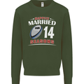 14 Year Wedding Anniversary 14th Rugby Mens Sweatshirt Jumper Forest Green