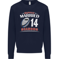 14 Year Wedding Anniversary 14th Rugby Mens Sweatshirt Jumper Navy Blue