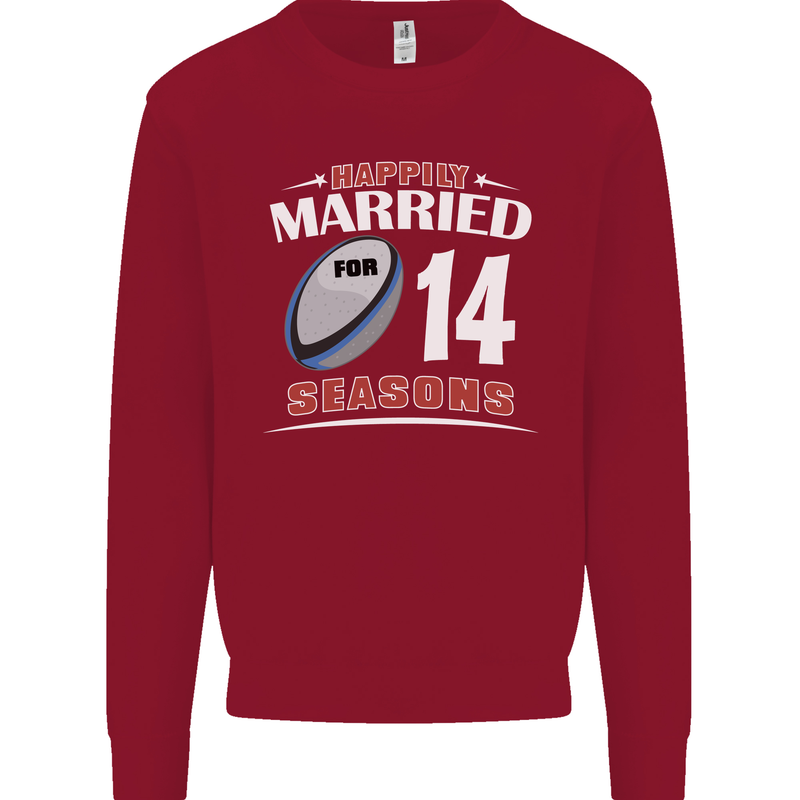 14 Year Wedding Anniversary 14th Rugby Mens Sweatshirt Jumper Red