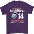 14 Year Wedding Anniversary 14th Rugby Mens T-Shirt 100% Cotton Purple