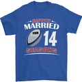 14 Year Wedding Anniversary 14th Rugby Mens T-Shirt 100% Cotton Royal Blue