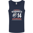 14 Year Wedding Anniversary 14th Rugby Mens Vest Tank Top Navy Blue